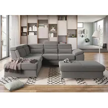 sit&more Ecksofa Cabrio L-Form, B: 274 cm, mit Sitztiefen-, Arm- & Kopfteilverstellung, 3 Nierenkissen, Federkern, optional Bettfunktion und Stauraum grau