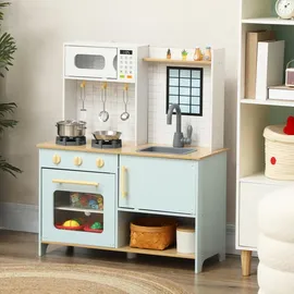 aiyaplay Kinderküche Spielküche mit Mikrowelle, Herd, und Küchenzubehör