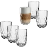 LEONARDO Latte-Macchiato-Glas GOCCE, 380 ml, 6er-Set, Glas, 1. Variante, mit Tropfenrelief weiß
