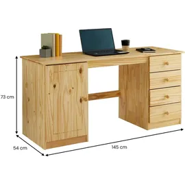Idimex MANAGER, Schreibtisch Kiefer Massivholz, PC-Schreibtisch, klassisch