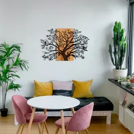 Asir Wanddekoration 85x58 cm Baum Holz/Metall - Braun/Schwarz