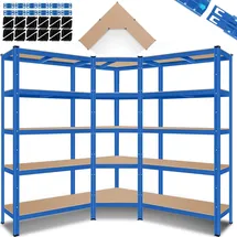 Masko MASKO® 3er Set Metall Regalsystem Lagerregal Eckregal & 2 Lagerregale 15 Böden MDF-Platten Regal 2625 kg Werkstattregal Kellerrregal Garage Schwerlastregal Steckregal MDF-Platten