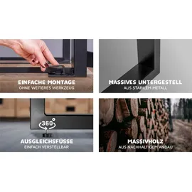 sam möbel gmbh Esstisch Baumkante Massiv Akazie nussbaumfarben 300x100 U-Gestell Silber UTRECHT - Braun