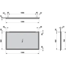 Laufen Frame 25 Spiegel, ohne Beleuchtung, 700x25x1300, H4474089001441