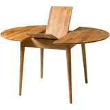 Nordic Story Esstisch Scandi 6 (rund, ausziehbar) • Tisch für Küche, Esszimmer & Wohnzimmer • Massivholz (Eiche) • Eiche Natur • Runder Ausziehtisch (93-123 x 93 x 75 cm)