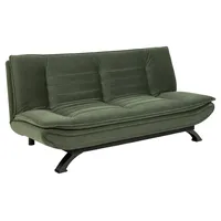 AC Design Furniture Jasper Bettcouch in Waldgrün, Schlafsofa mit 3 Liegepositionen, Moderner 3-Sitzer ohne Armlehne, Polstersofa mit Mikrofaserbezug und Schwarzen Beinen, B: 196 x H: 91 x T: 98 cm