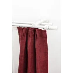 Gardinenstange GARESA "PEMPIA", weiß, L:450cm Ø:20mm, Holzwerkstoff, Metall, Gardinenstangen, Vorhanggarnitur, verlängerbar, Knopf m.Ausschnitte