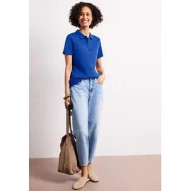 STREET ONE Kurzarm Poloshirt in Rippstruktur - Blau