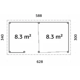 Palmako Gartenhaus Connect Lenna 16,6 m2 Set 407 Slide weiß lackiert