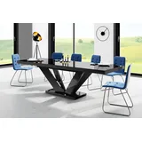 Design Esstisch Tisch HEU-111 Hochglanz ausziehbar 160 bis 256 cm - Schwarz