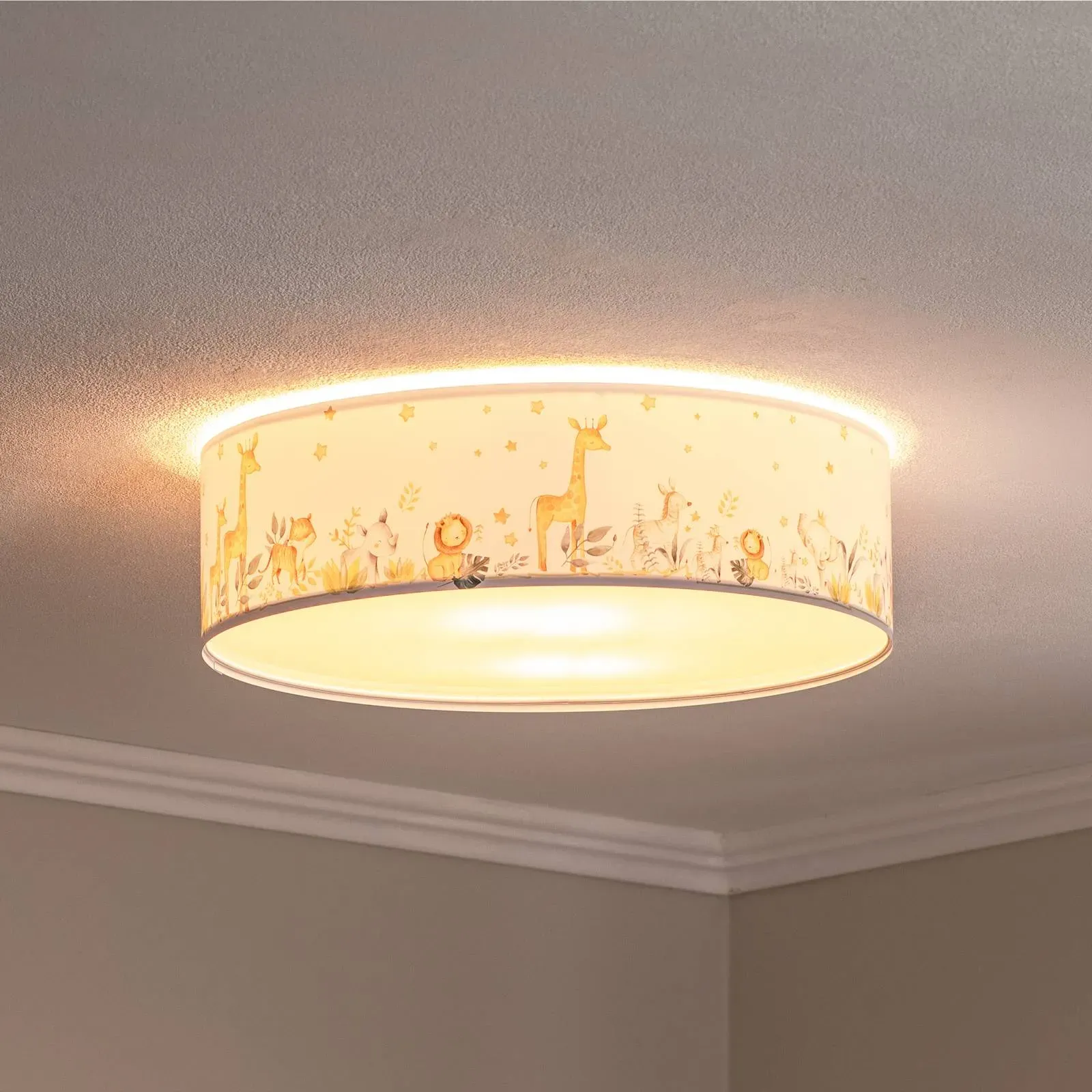 Deckenlampe Max Euluna, dimmbar, weiß / opal, für Kinderzimmer, Kunststoff, Deckenlampe - 50 cm - 50 cm - 16 cm