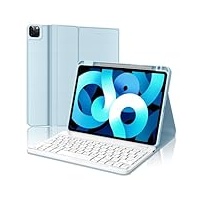 FOGARI Tastatur Hülle für iPad Pro 11 - Tastatur für iPad Air 5/Air 4 10.9'' - Schutzhülle mit Pencil Halter, Magnetisch Abnehmbarer Tastatur mit QWERTZ Layout für iPad Pro 11 4./3./2./1 Gen, Hellblau