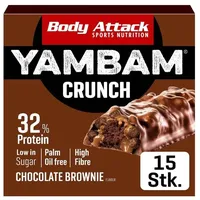 Body Attack YAMBAM CRUNCH Protein Riegel 15x55g - Chocolate Brownie Riegel, 825 g, Riegel