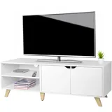 Relaxdays TV-Lowboard 140 x 40 x 50 cm Weiß Holzwerkstoff