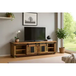 Lowboard Kommode TV-Board Mango massiv vielfarbig 180 x 50 x 55 cm LIBRO