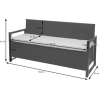 Mendler Poly-Rattan 3er Sitzbank HWC-F39, Gartenbank Truhenbank, Staufach Aufbewahrung