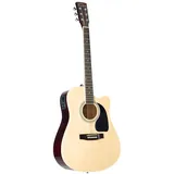 Red Hill D-1-CE Westerngitarre, Akustik-Gitarre mit Tonabnehmer, elektroakustische Gitarre, Dreadnought mit Cutaway und Natural Lindendecke