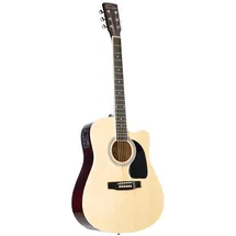 Red Hill D-1-CE Westerngitarre, Akustik-Gitarre mit Tonabnehmer, elektroakustische Gitarre, Dreadnought mit Cutaway und Natural Lindendecke