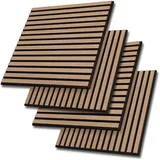 Akustikpaneele 4er-Set - 600 x 600 x 18 mm 1,44 m2 Wandpaneele aus Holz - Akustikpaneele Holz für stilvolle Wandgestaltung - Perfekt für Wohnzimmer, Büro oder Musikstudio (Teakholz 6#)
