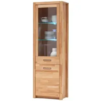 Lomadox - Vitrine links mit LED-Beleuchtung, Kernbuche massiv geölt,