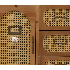 Mendler Apothekerkommode 80 x 91 x 40 cm Vintage Rattanoptik / Beige