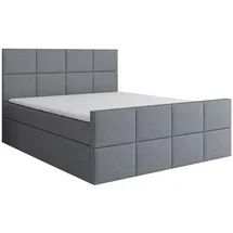 A&J MöbelLand Boxspringbett TOKI 160x200 mit 2 Bettkästen, Bonell-Matratze und Topper. Farbe: Grau - Grau