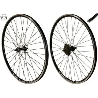 "REDONDO 28 Zoll Laufrad Set Hinterrad Vorderrad 28\" Felge Schwarz + 6-fach Kranz"