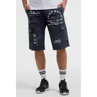 Camp David Shorts CAMP DAVID, Herren, Gr. 3XL, Normalgrößen, blau, Popeline, Material: 100% Baumwolle, bedruckt, regular fit knielang, Hosen Shorts, aus Baumwolle