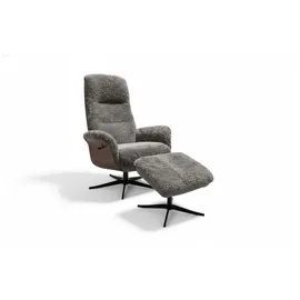 KAWOLA Relaxsessel SILVA Schaffell 77 x 106 x 77 cm Hellgrau mit Hocker