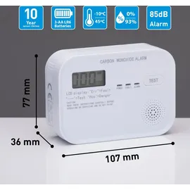 Grundig Kohlenmonoxid Melder 10 Jahre Batteriebetrieb