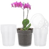 TSKDKIT 10 Stück Orchidee Pflanztöpfe Transparent Blumentopf Orchidee Anzuchttöpfe Verdicken töpfe Einpflanzen für Sämlinge Miniaturpflanzen Drinnen und Draußen