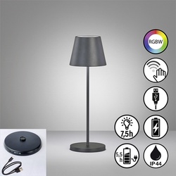 FHL LED-Akku-Tischleuchte "Cosenza 2.0" 2,5W 827 + RGB IP44 Schwarz mit Ladestation