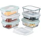 Relaxdays Glasbehälter mit Deckel, 6er Set, 370 ml, Frischhaltedosen, Kunststoffdeckel, luftdicht, Glasdose, transparent