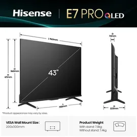 Hisense 43E7Q PRO 43 Zoll QLED 4K Smart TV