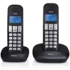 PROFOON Schnurloses DECT-Telefon PDX-1120 - DECT-Telefon mit 2 Mobilteilen, schwarz (schwarz, silber), Stationärtelefone