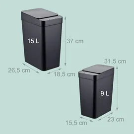 Relaxdays Mülleimer 15 l Schwarz
