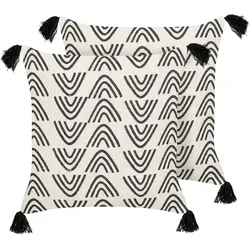 Dekokissen 2er Set MAYS Baumwolle 45 x 45 cm Weiß Geometrisches Muster