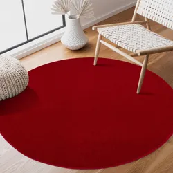 Teppich SANAT "Uni", rot, H:13mm Ø:200cm, Kunstfaser, Teppiche, robuster Kurzflorteppich, große Farbauswahl