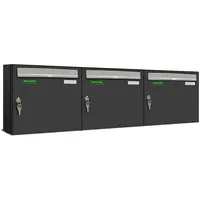 AL Briefkastensysteme Basic 3er Briefkasten RAL 7016 Anthrazit inkl. Zeitungsfach