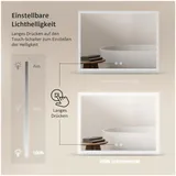 EMKE Badspiegel mit Beleuchtung Badspiegel mit Ablage Beschlagfrei Lichtspiegel Wandspiegel 80x60 cm