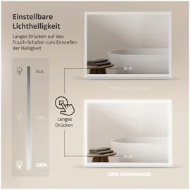EMKE Badspiegel mit Beleuchtung Badspiegel mit Ablage Beschlagfrei Lichtspiegel Wandspiegel 80x60 cm