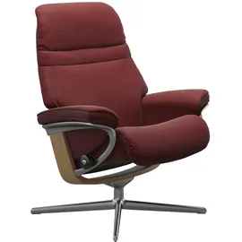 Stressless Relaxsessel STRESSLESS "Sunrise", rot (cherry paloma), B:79cm H:103cm T:73cm, Leder PALOMA: PALOMA ist ein durchgefärbtes Semianilin-Möbelleder mit natürlicher Narbung., Sessel, Relaxsessel, mit Cross Base, Größe S, M & L, Holzakzent Eiche