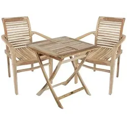 Garden Pleasure Sitzgruppe JAVA, natur Holz, 3-teilig