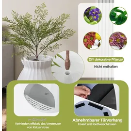 Costway Katzentoilette Blumentopf-Stil 63 L Weiß