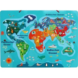Vedes SpielMaus Holz Magnet-Tier Weltkarte 40 x 30 cm