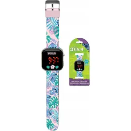 Kids Euroswan Lilo & Stitch Digitale LED-Uhr 0 mm Kunststoffgehäuse Blau/Rot Silikonarmband onesize