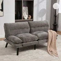 2-Sitzer-Schlafsofa aus hochwertigem Chenille-Stoff, 3-fach verstellbar mit flexiblen Armlehnen, ergonomisches Design, Grau
