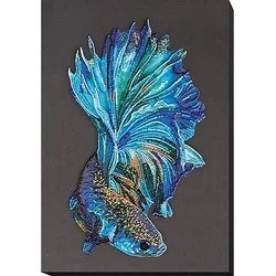 Perlen-Stickbild "Blue-Gold Fisch", 27 x 39 cm