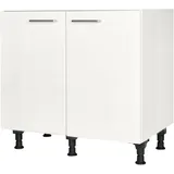 Nobilia Spülenschrank ""Flash", vormontiert, mit höhenverstellbaren Sockelfüßen", weiß (front: lacklaminat alpinweiß hochglanz, korpus: alpinweiß glanz), B:90cm H:87cm T:58,3cm, Schränke, Breite 90 cm