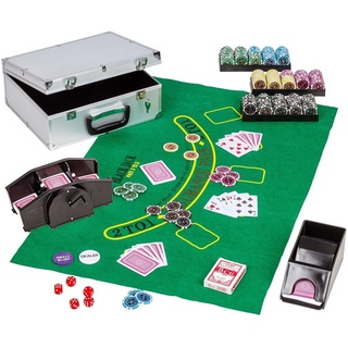 GAMES PLANET Spiel Ultimate Pokerset Deluxe, 300er od. 600er Set, Pokerchips, Poker Set, Pokerkoffer, Pro-Poker-Set, Glücksspiel silberfarben